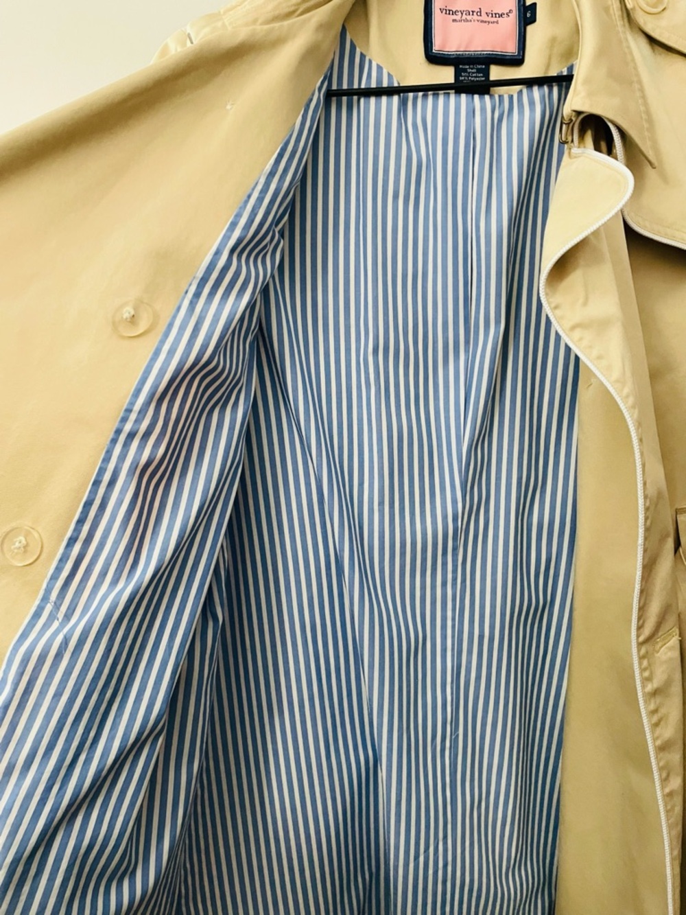 Sz 6 - Vineyard Vines Beige Double-Breasted Trench Coat - Picture 5 of 5
